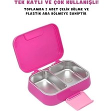 Uray Home Bento 1030ML Lunchbox Temalı Lisanslı Tek Katlı 2 Bölmeli Paslanmaz Çelik Sefer Tası Yemek Kutu