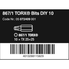 Emdeco Uç Çeşitleri, 867/1 Tx 25 Dıy, Tx 25 x 25 mm (Kutu Başına 10 Uç), 05072409001