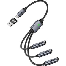 Uray Home 3'lü Type-C Çoklayıcı 25 cm Hızlı Şarj ve 480 Mbps Veri Aktarımı 3cc