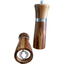 Uray Home Akasya Komple Ahşap Gövdeli Tuz Karabiber Değirmeni Baharat Öğütücüsü 16 cm - 2 Adet - 392