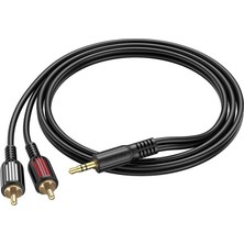 Uray Home Kablo Aux Audio 3.5mm To Çift Rca Aux Standart Ses Kablosu 3.5mm Kulakık Çıkışlı Tablet Bilgisayar Telefon ve Mp3 Çalar Ile Amfi Bağlantı Kablosu 150CM BL11