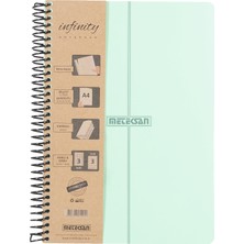 Uray Home Pastel Serisi, A4, 6 Konulu (3 Kareli, 3 Çizgili) 180 Yaprak Pp Kapaklı Spiralli Defter, Yeşil