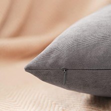 Emdeco Ölçü Seçenekli 2'li Kırlent Kılıfı Dekoratif Düz Sade Kadife Dokulu Yapılabilir 50X50 cm Gri