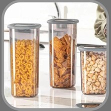 Uray Home Şeffaf Kare Saklama Kabı Silikon Kapak Hava Geçirmez Kuru Baklagil Kahve Bakliyat Makarna Kuruyemiş Kutusu Çeyiz Seti (1 Adet, 2000 Ml)
