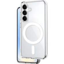 Emdeco Galaxy S25 Plus Için Magsafe ile Uyumlu Şok Emici Silikon Kenar Sararma Önleyici Arkası Sert Parmak Izi Tutmayan Darbeye Dayanıklı Manyetik Şeffaf Kılıf