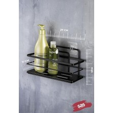 Uray Home Yapışkanlı Ömür Boyu Paslanmaz Kristal Ayarlanabilir Raf Banyo Düzenleyici Şampuanlık 2 Adet Siyah L