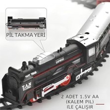 Emdeco Giffy / 23 Parça Işıklı Klasik Tren Seti 96CM 3 Farklı Ray Modeli Pilli Retro Tren Raylı Oyuncak Full Fonksiyon Çocuklar Için Eğitici