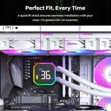 Emdeco Hyperflow Dijital 360 Cpu Sıvı Soğutucu, 3100 Rpm Pompalı 360 mm Aıo, 3×120 mm E28 Argb Fanlar, Gerçek Zamanlı Dijital Ekran, Intel ve Amd Desteği (Beyaz)