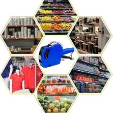 uray home 8 haneli manuel  etiketleme makinesi – etiket tabancası – mağaza, market, fabrika ve laboratuvar kullanımı ıçin – pratik el tipi etiketleme makinesi (1 sarı + 1 beyaz rulo hediyeli)
