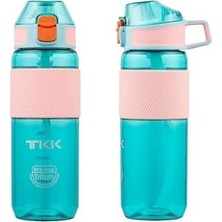 Uray Home Tkk 700ML Pipetli Taşıma Kulplu Silikon Gövde Ölçü Skalalı Su Matarası (Turkuaz)