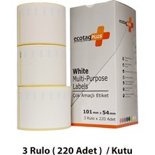 Ecotagplus Dymo Muadili Etiket - 101 mm x 54 mm - 3 x 220 Adet - Eko Paket - 99014