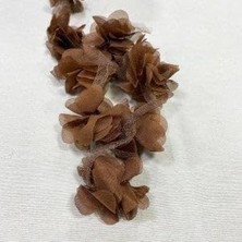 Emdeco - Kahverengi Lazer Kesim Kurdele Çiçek Tül 1 Metre