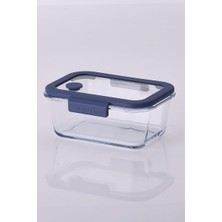 Uray Home Glace Vakumlu Cam Saklama Kabı 800 ml Mavi