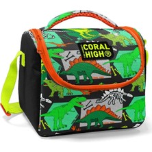 Emdeco Siyah Yeşil Dinazor Baskılı Erkek Çocuk Beslenme Çantası