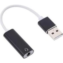 Uray Home USB Den Mikrofonlu Kulaklık Çevirici (Usb To 3.5 Mm) Playstation Uyumlu Bilgisayar Ses Kartı Kablosu 3.5 mm (Dişi) Girişli Ses Adaptörü 7.1 Dönüştürücü Ps3 Ps4 Ps5 Uyumlu (Beyaz)