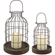 Emdeco Rustikales Metalldraht-Gewächshaus, Set Mit Rustikalen Holzsockeln, Industrie- Und Landhausdekoration, Akzente, Blumen, Sukkulenten, Luftpflanzen, Lichterketten, Dekorative Füllung Und Mehr