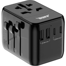 Emdeco BL80 Seyehat Şarj Adaptörü 35W Gan Çoklu Priz Dönüştürücü (Siyah)