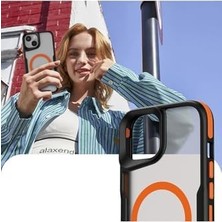 Emdeco - 13 Kılıf, Magsafe Uyumlu Şeffaf Mat Buz Kasa, Airbag Köşe Darbe Koruma, Yükseltilmiş Kamera Çerçevesi, Tam Kalıp Tpu+Pc Tasarım | Turuncu Kenar
