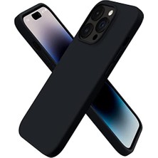 Emdeco 14 Pro Kılıf 6.1 ile Uyumlu, Ince Sıvı Silikon 3 Katmanlı Tam Kaplamalı Yumuşak Jel Kauçuk Kılıf Kapak, Siyah