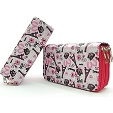 Emdeco Kalem Kutusu Eyfel Paris Desenli Kawai Organizer Kalemkutu Vegan Deri Üç Bölmeli Kalemlik