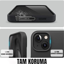 Uray Home Serisi Iphone Lansman Kılıf Ince Sıvı Silikon 3 Katmanlı Tam Kaplamalı Yumuşak Jel Kauçuk Telefon Kılıfı (Siyah, 11)