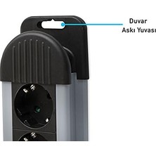 Uray Home SPGKS03 1.5m 3g1.5mm2 900 Joule 3lü Akım Kor. Gri Priz Çoklayıcı