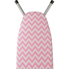 Uray Home Ütü Masası Kılıfı, Keçeli, Pembe Zigzak Desenli, Pamuklu, Yanmaz, Battal Boy Xxl