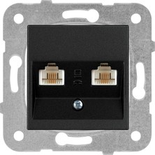 Emdeco / Siyah Ikili Nümeris Cat3 Mekanizma ve Düğme/kapak Vakumlu Paket