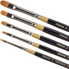 Emdeco Orijinal 9510 Kısa Filbert Serisi Boya Fırçası Seti, Premium Taklon Multimedya Sanatçı Fırçaları, 5'li Set