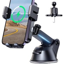 Emdeco Kablosuz Araç Şarj Cihazı, 15W Qi Hızlı Şarj Araç Şarj Cihazı Telefon Tutucu Montaj, Otomatik Sıkma Hizalama Ön Cam Panosu Hava Firar Cep Telefonu Tutacağı 14 13 12 11, Galaxy