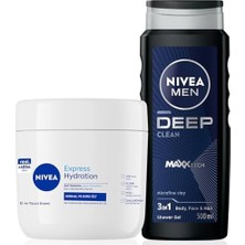 Emdeco Men Erkek Deep Dimension Banyo Duş Jeli 500ML ve Yoğun Nemlendirici El ve Vücut Bakım Kremi 400ML
