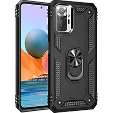 Emdeco 10 Pro Max Için Kılıf Military Ring Holder Siyah [ 10 Pro Max ile Uyumlu Kılıf - Siyah]