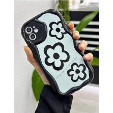 Emdeco 11 ile Uyumlu Darbe Önleyici Siyah Papatya Baskılı Silikon Kılıf