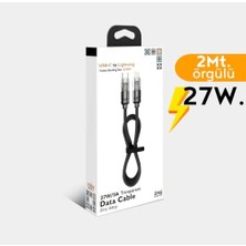 MiraLive 27W Type-C To Lightning Şarj Kablosu Uyumlu 2mt