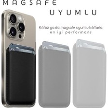 Emdeco 17/16/15/14/13/12 Serisi Için Cüzdan Magsafe ile Uyumlu Telefona Tam Oturan Güçlü Manyetiği ile Sıkı Tutuş Sağlayan ve Düşme Yapmayan Mıknatıslı Pu Deri Cüzdan Kartlık (Siyah)