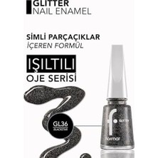 Emdeco Yarı Transparan & Parlak Bitişli Simli Oje GL36 Black Star