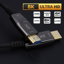 Emdeco 8k HDMI Aoc Fiber Kablo - HDMI 2.1 Standart - 48GBPS, 8k 60Hz, 4K 120Hz, 4K 60Hz, Earc, Hdr, D-Hdr, Hdcp2.3, Dolby Vision, Dolby Atmos (15 Metre)