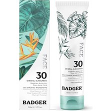 Emdeco Badger Organik Yüz Güneş Kremi - Spf 30 - Mavi Işık Korumalı - Doğal Mat Bitiş - Mineral Filtre - 50 ml