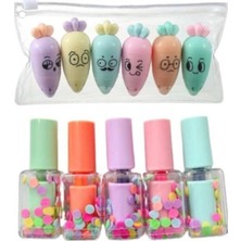 Emdeco Havuç ve Oje Şekilli Fosforlu Kalem Seti, Çok Renkli EASYSO2934 Toplam 11 Emojili Kalem Doldurulabilir Tekrar Kullanılabilir Hazneli Mini Kalemlikli