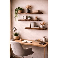 Maison Linden Masif Ahşap 3’lü Uçan Duvar Rafı 70 cm Eskitme El Yapımı Dekoratif Ahşap Raf Seti 15 cm Derinlik 2 cm Kalınlık Rustik Modern Duvar Rafı