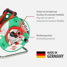 Emdeco G Bretec IP44 Bahçe Kablo Makarası (Çim Biçme Makinesi Için Kablo Makarası, 38 + 2 M Kablo, Kırmızı, Özel Plastik, Dış Mekanda Kısa Süreli Kullanım, Almanya'da Üretilmiştir)