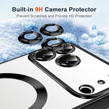 Emdeco 17 Pro Max Şeffaf Manyetik Kılıf (Magsafe Uyumlu) + 2 Temperli Cam – Darbeye Dayanıklı (Siyah)