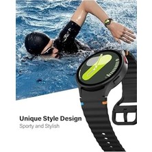 Emdeco Wave Soft Silikon Spor Kordon Galaxy 7 6 5 4 Fe 40 44 mm 42 43 46 47 mm ile Uyumlu -Siyah