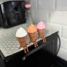 Emdeco 3'lü Renkli Dondurma Külahı Dekoratif Figür Seti - Sevimli Bacaklı Masaüstü Süs (Her Biri 7.5 x 4.3 Cm)