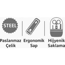 Emdeco 10'lu Manikür Pedikür Seti – Paslanmaz Çelik | Tırnak Törpüsü, Makas, Et Pens Seti | Taşınabilir Kutulu Tırnak Bakım Seti | Kadın Erkek Için Uygun