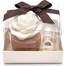 Emdeco Ahşap Kaideli Dark Seramik Koku Taşı Hediye Seti