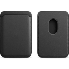 Emdeco ile Uyumlu 17/16/15/14/13/12 Serisi Telefonlar Için Güçlü Manyetik Destekli Deri Kartlık – Ince Cüzdan Telefon Aksesuarı (Siyah)