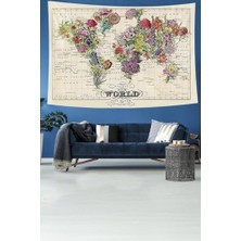 MiraLive Pelangi Dünya Bitki Haritası Desenli Leke Tutmaz Kadife Dokulu Kumaş Duvar Örtüsü Duvar Halısı Tapestry, Karışık 70 x 100, 859416970100659