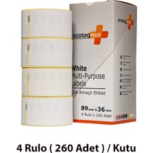 Ecotagplus Dymo Muadili Etiket - 89 mm x 36 mm - 4 x  260 Adet - Eko Paket - 99012