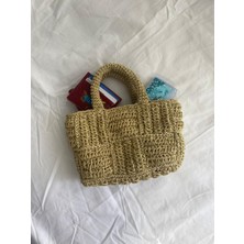 PremiumPort El Yapımı Hasır Örgü Çanta, Yazlık ve Günlük Kullanım, 26X15 cm